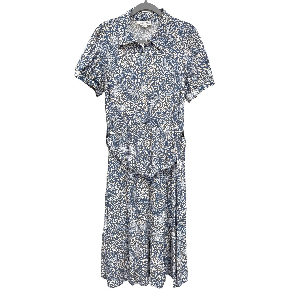 Indigo Rose Dress - Womens Size Large Blue / Tan / White - #47692-J10